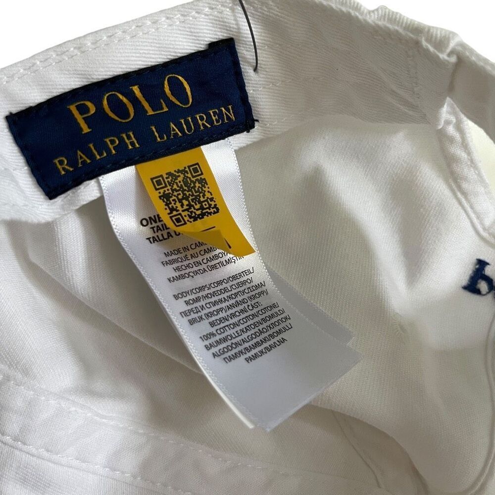 Polo Ralph Lauren Chino Cap in White & Marlin Blue - Picture 8 of 9